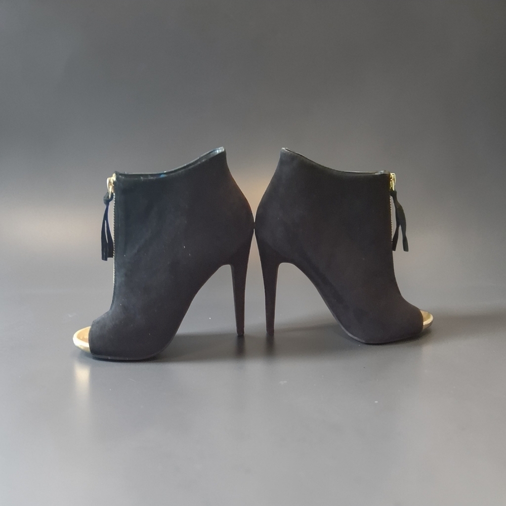 Mossimo Supply Co. Black Peep-Toe Heeled Boots
